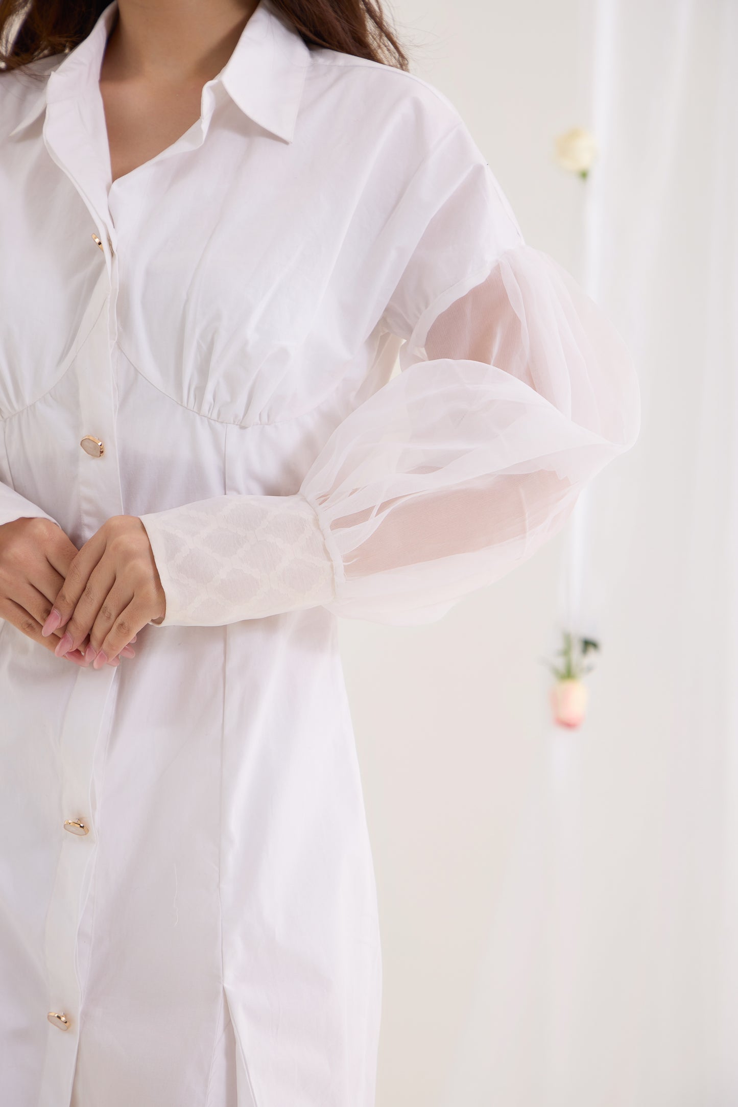 Veiled Shirt Dress